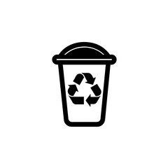 Simple Trash Bin Flat Black Icon