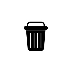 Simple Trash Bin Flat Black Icon