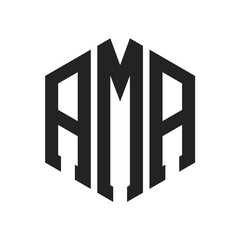 AMA Logo Design. Initial Letter AMA Monogram Logo using Hexagon shape