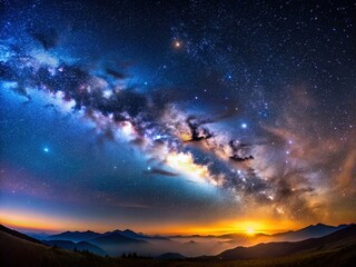 Fototapeta premium Tranquil Night Sky Backdrop with Milky Way Galaxy Panorama