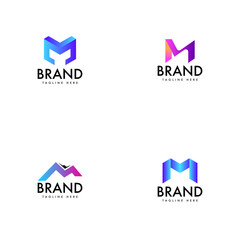 Fototapeta premium Monogram M Monogram Logo Design Template Set
