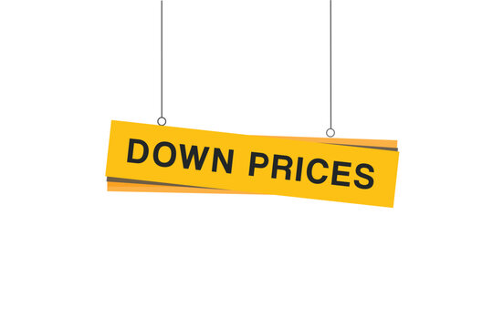 Down prices banner hanging style vector. flat element design.