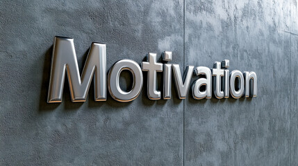 Fototapeta premium Shiny metallic motivation sign on concrete wall