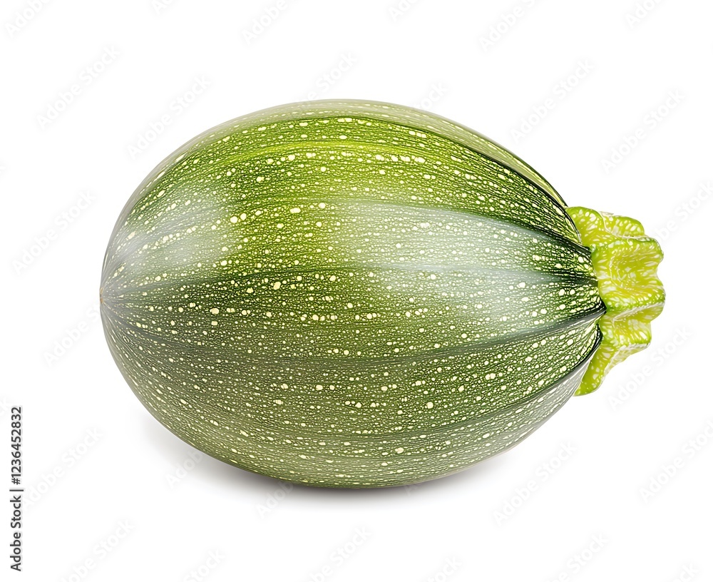 Wall mural Fresh green zucchini with smooth skin, isolated on white background