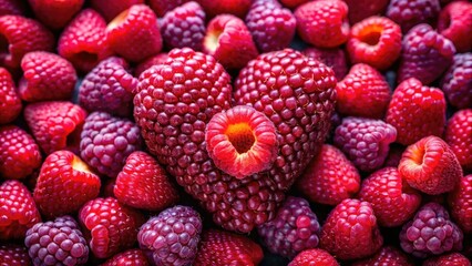 Romantic raspberry heart: a delicious, creative food art portrait.