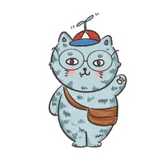 Super cat, hand drawing funny character. High dpi can use to print out on any media.