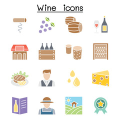 Wine icon set in thin line style