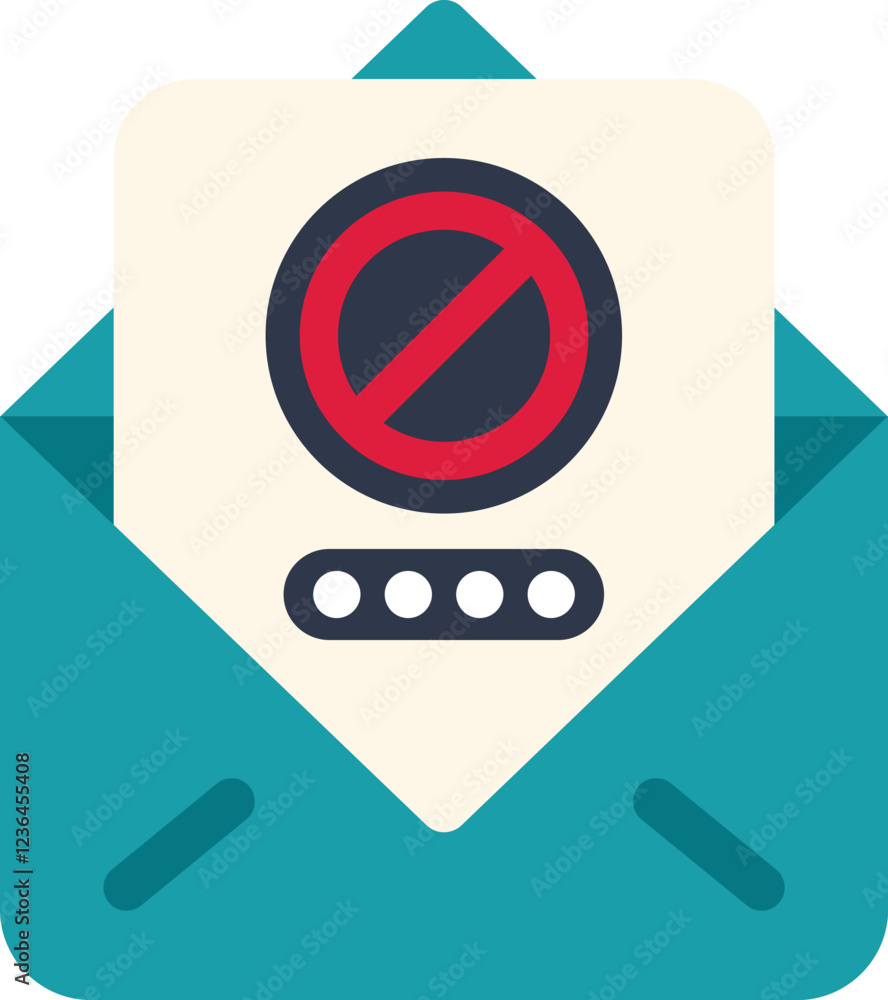 Poster open envelope containing password security warning with stop sign and password dots