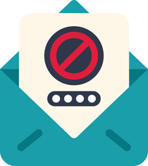 Open envelope containing password security warning with stop sign and password dots