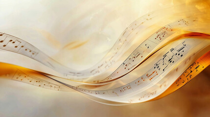 Musical Notation Scrolls in Earth Tones with Soft Lighting