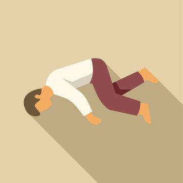 Sleepwalking man crawling on the floor, experiencing a vivid dream or sleep paralysis, a common sleep disorder
