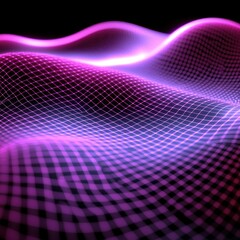 Abstract glowing pink wave digital grid data background