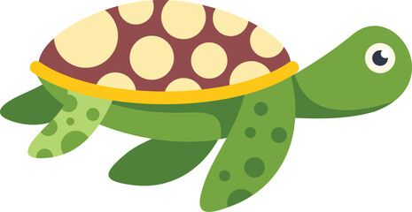 Cartoon sea turtle swimming underwater with its flippers outstretched