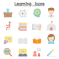 Learning & Education icon set in thin line style