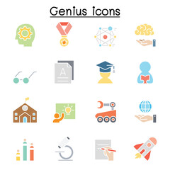 Smart, Genius, Learning & education icon set in thin line style