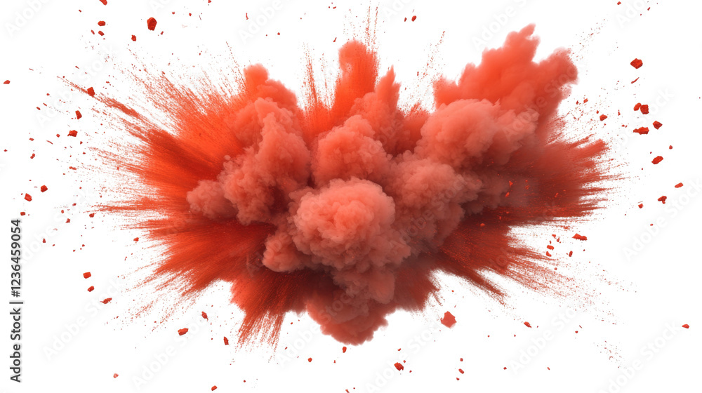 Aufkleber realistic red explosion creating a vivid cloud of smoke with transparent background