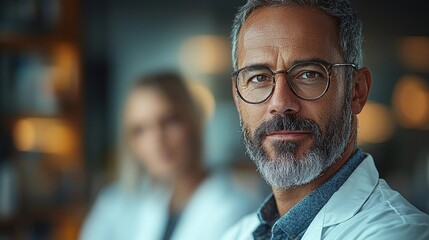 Obraz premium Confident Doctor Leading Their Professional Medical Team in a Group Portrait