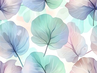 Obraz premium Pastel Watercolor Leaves: A Serene Botanical Illustration