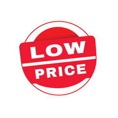Low price vector red round sign for Banner, modern style advertising element isolated design.