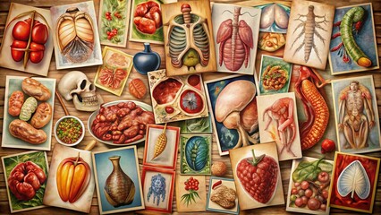 Fototapeta premium Vintage Medical Photo of Preservation and Treatment of Organs and Body Parts