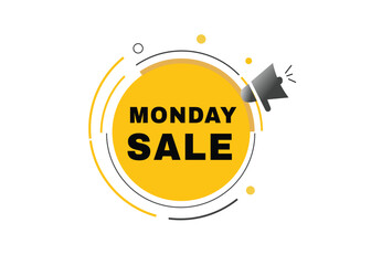 Monday sale banner label icon loudspeaker flat design template. Vector sign.
