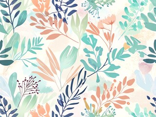 Pastel Floral Watercolor Botanical Print: A Serene and Elegant Design