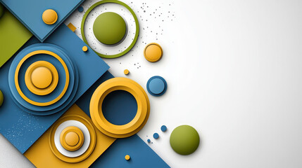 Obraz premium Abstract background with geometric shapes in teal, yellow, and green tones