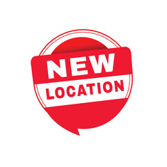 New location banner vector element speech bubble icon Promotion badge for business. Design on white background.
