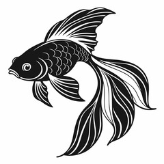 Goldfish vector silhouette black design white background