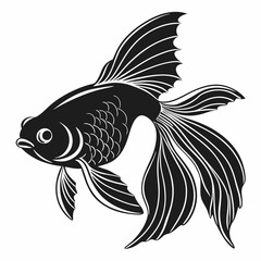 Goldfish vector silhouette black design white background