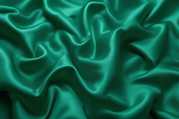 Fototapeta premium Emerald Green Silk Drapery: Luxurious Textured Background