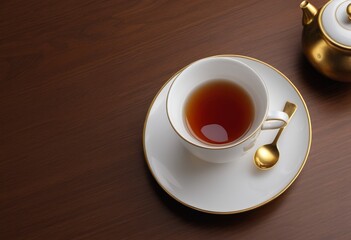 Obraz premium A teacup on the table from a high angle