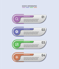 Timeline steps infographic template design combination of rectangular shapes and colorful circles, four steps modern infographic combination of rectangular shapes and circles with minimalist style.