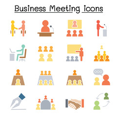 Business meeting & Conference icon set in thin line style