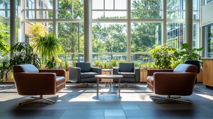 Cozy Modern Lounge with Natural Light and Indoor Plants