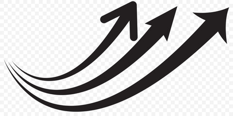 Black arrow long curved arrows icon with transparent background. Eps 10.