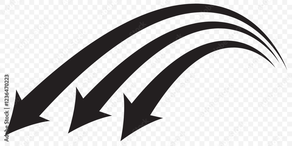 Poster a long black curved arrow. curve arrow icon. curved arrow right direction vector icon. black rounded