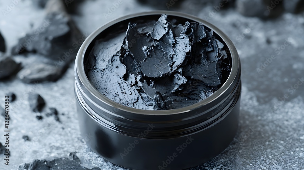 Poster closeup of a dark grungy and heavily distressed black textured surface with visible cracks stains an