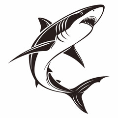 Shark vector silhouette black design white background