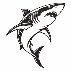 Obraz premium Shark vector silhouette black design white background