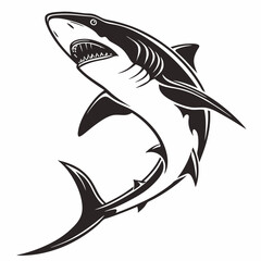Shark vector silhouette black design white background