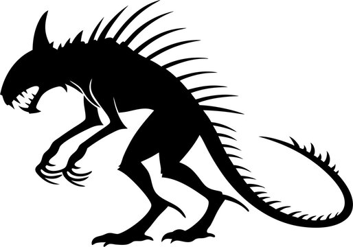 A silhouette chupacabra isolated on a transparent background
