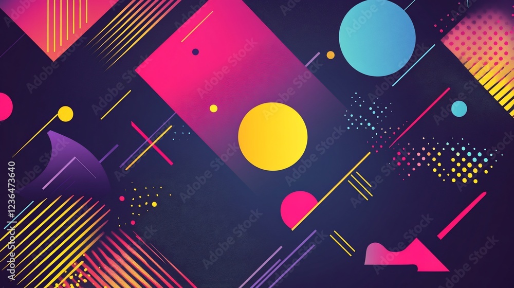 Poster abstract geometric pattern background with vibrant colors and dynamic shapes creating modern look