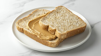 Banana Slices Cut Out Peanut butter on whole grain bread