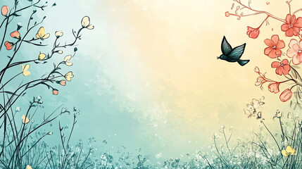 Spring doodles background. High quality photo