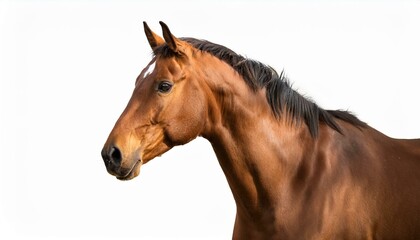 Obraz premium close up portrait of a brown horse isolated on a white background