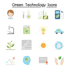 Green Technology icon set in thin line style