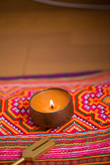 tuning fork on a fabric.