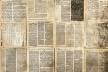 Obraz premium Vintage Yellowed Newspaper Pattern with Textured Pages and Faded Print for Design Projects