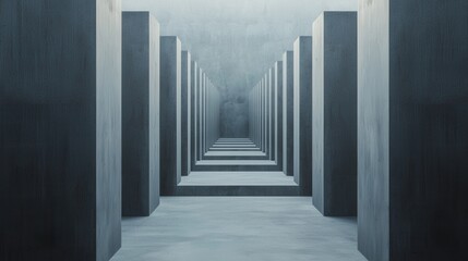 Fototapeta premium Abstract Architecture with Vertical Columns in Monochromatic Space